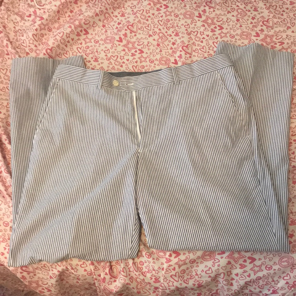 Alan Flusser Blue/White Pin Stripes Pants W 34